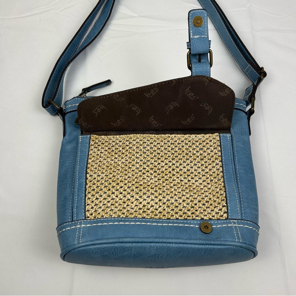 BOC Born Concept Crossbody Shoulder Purse Faux Leather Blue Denim Color - Picture 3 of 13